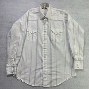 VTG‎ Ruddock Bros Pearl Snap Western Shirt Men 15.5 32 White Stripe Made USA